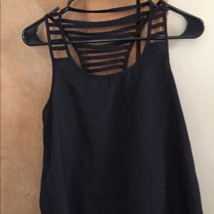 Black Chiffon Ladder Tank Top